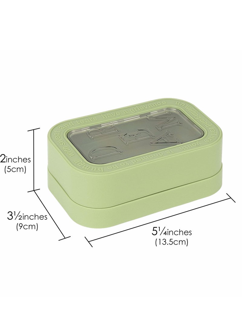 Excefore - Travel Soap Container, 2 Pack Bar Soap Holder Soap Travel Case, Soap Saver Container with Lid, Portable Bar Soap Box with Cover, for Traveling, Camping, Gym, Hiking (White,Green) - Image 1
