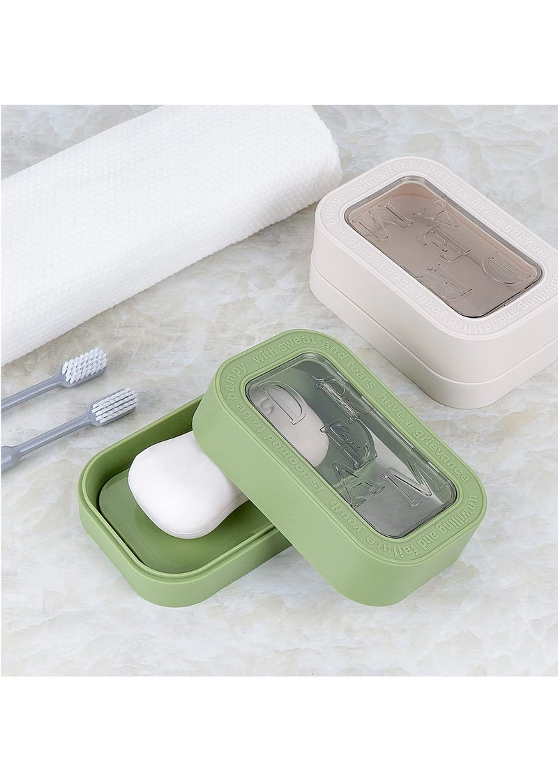 Excefore - Travel Soap Container, 2 Pack Bar Soap Holder Soap Travel Case, Soap Saver Container with Lid, Portable Bar Soap Box with Cover, for Traveling, Camping, Gym, Hiking (White,Green) - Image 1