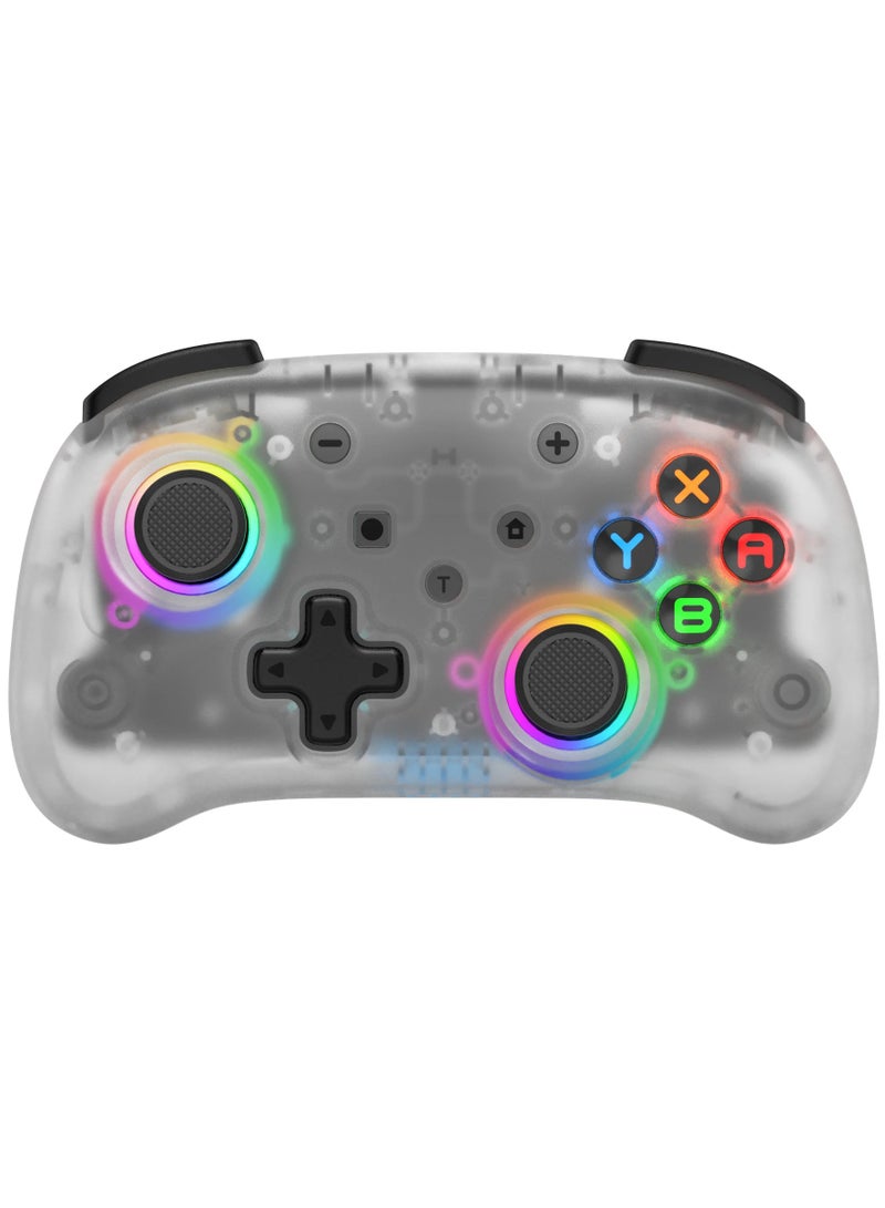 KS39B Gamepad, Portable Wireless Mini Game Controller, Durable Adjustable Turbo 6 Axis Joystick, Colorful RGB Light Gamepad For Switch, lite, OLED, Android, MacOS, (1pc, Transparent) - Image 1