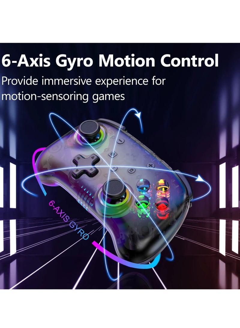 KS39B Gamepad, Portable Wireless Mini Game Controller, Durable Adjustable Turbo 6 Axis Joystick, Colorful RGB Light Gamepad For Switch, lite, OLED, Android, MacOS, (1pc, Transparent) - Image 2