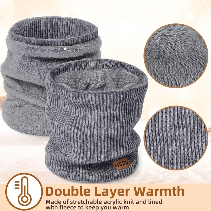 MSDC Winter Neck Gaiters for Men 3 Pack,Neck Warmer Men Women with Thermal Thick Warm Fleece Lined Cold Weather,Mens Scarf Winter Ski Face Mask Cover Windproof Scarvesï¼ˆBlack,Oatmealï¼ŒGreyï¼‰ 01 - Image 3