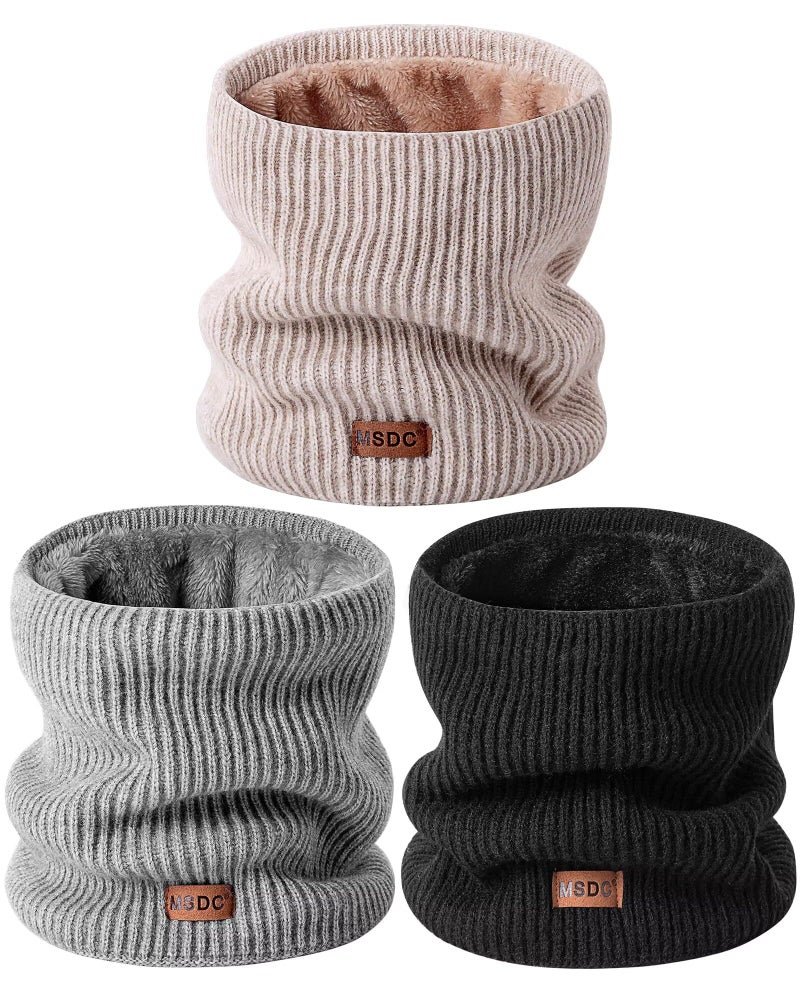 MSDC Winter Neck Gaiters for Men 3 Pack,Neck Warmer Men Women with Thermal Thick Warm Fleece Lined Cold Weather,Mens Scarf Winter Ski Face Mask Cover Windproof Scarvesï¼ˆBlack,Oatmealï¼ŒGreyï¼‰ 01 - Image 1