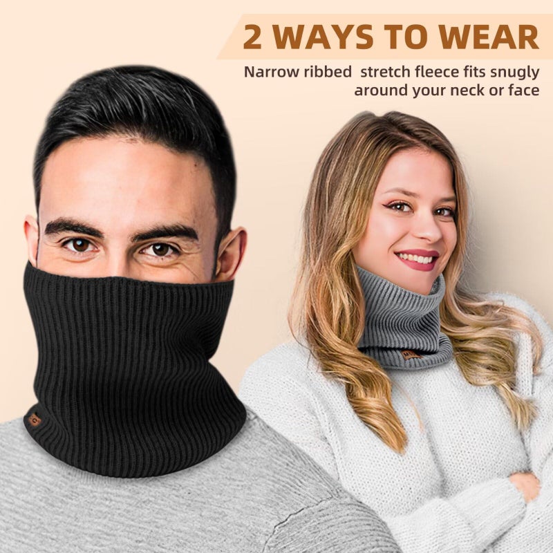 MSDC Winter Neck Gaiters for Men 3 Pack,Neck Warmer Men Women with Thermal Thick Warm Fleece Lined Cold Weather,Mens Scarf Winter Ski Face Mask Cover Windproof Scarvesï¼ˆBlack,Oatmealï¼ŒGreyï¼‰ 01 - Image 4