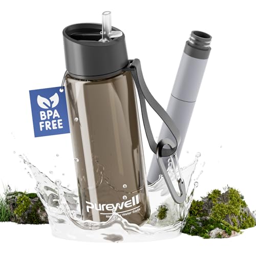 Purewell Purewell Filtered Water Bottle BPA Free with 5Stage Integrated Filter Straw for Camping Hiking Backpacking and Travel 