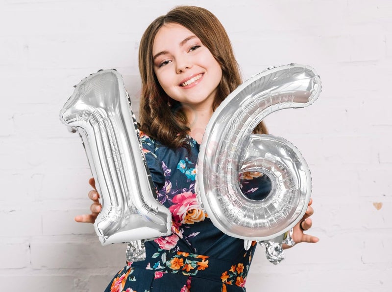 Propsicle 16 inch Birthday Foil 16 Number Helium Balloon Party Decoration Silver Pack of 2 | 16 Year No. Balloons Birthday/Anniversary | Sixteen Number - Image 5