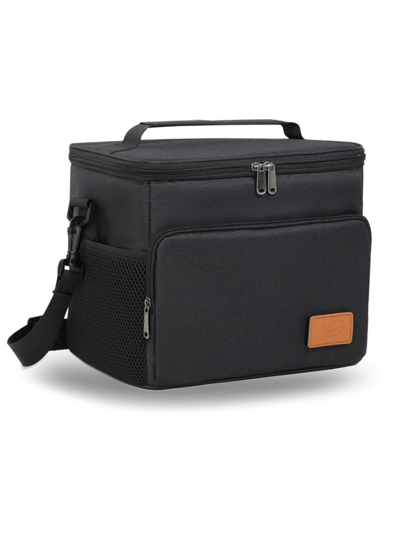 Bukela Lunch bag for Women/Men，Double leakproof insulated soft hot and cold lunch bag, Adjustable length, Suitable for office, Picnic, travel, Beach lunch bag, Small size, black (10.6l/2.8 gal) - Image 1