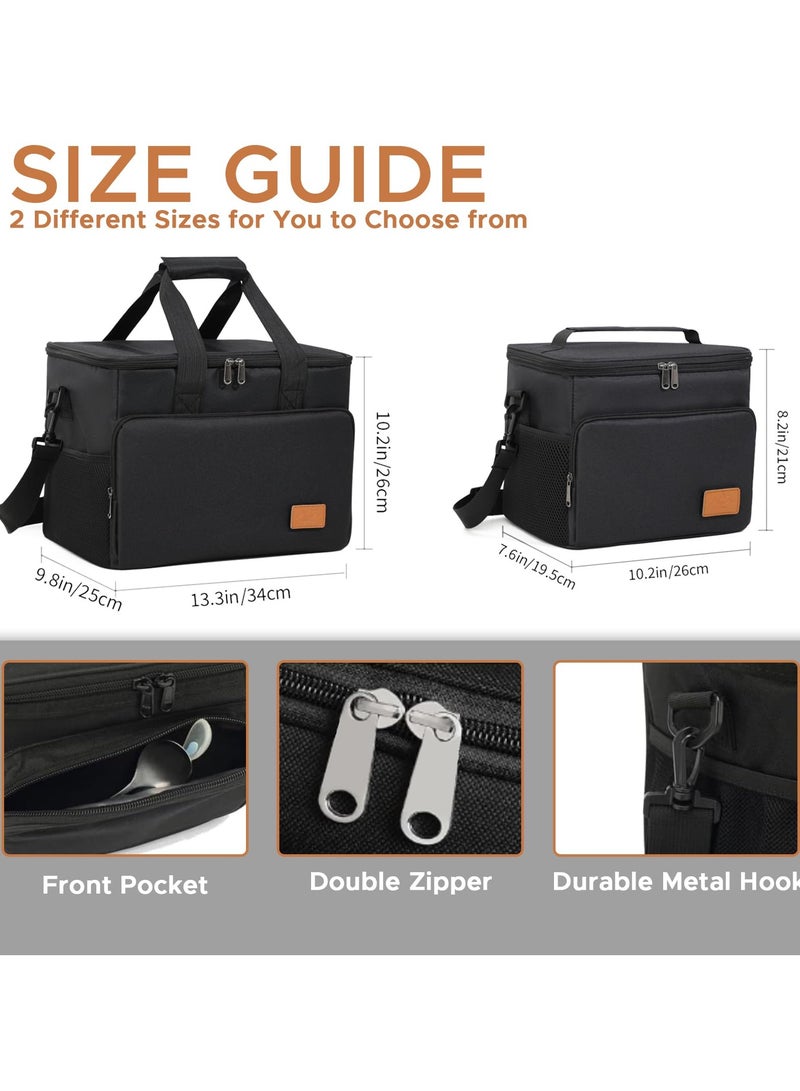 Bukela Lunch bag for Women/Men，Double leakproof insulated soft hot and cold lunch bag, Adjustable length, Suitable for office, Picnic, travel, Beach lunch bag, Small size, black (10.6l/2.8 gal) - Image 2