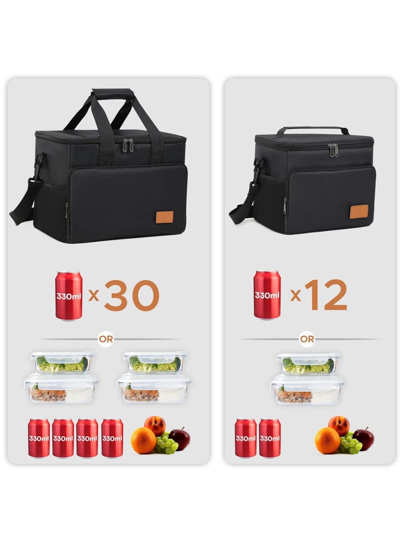 Bukela Lunch bag for Women/Men，Double leakproof insulated soft hot and cold lunch bag, Adjustable length, Suitable for office, Picnic, travel, Beach lunch bag, Small size, black (10.6l/2.8 gal) - Image 3