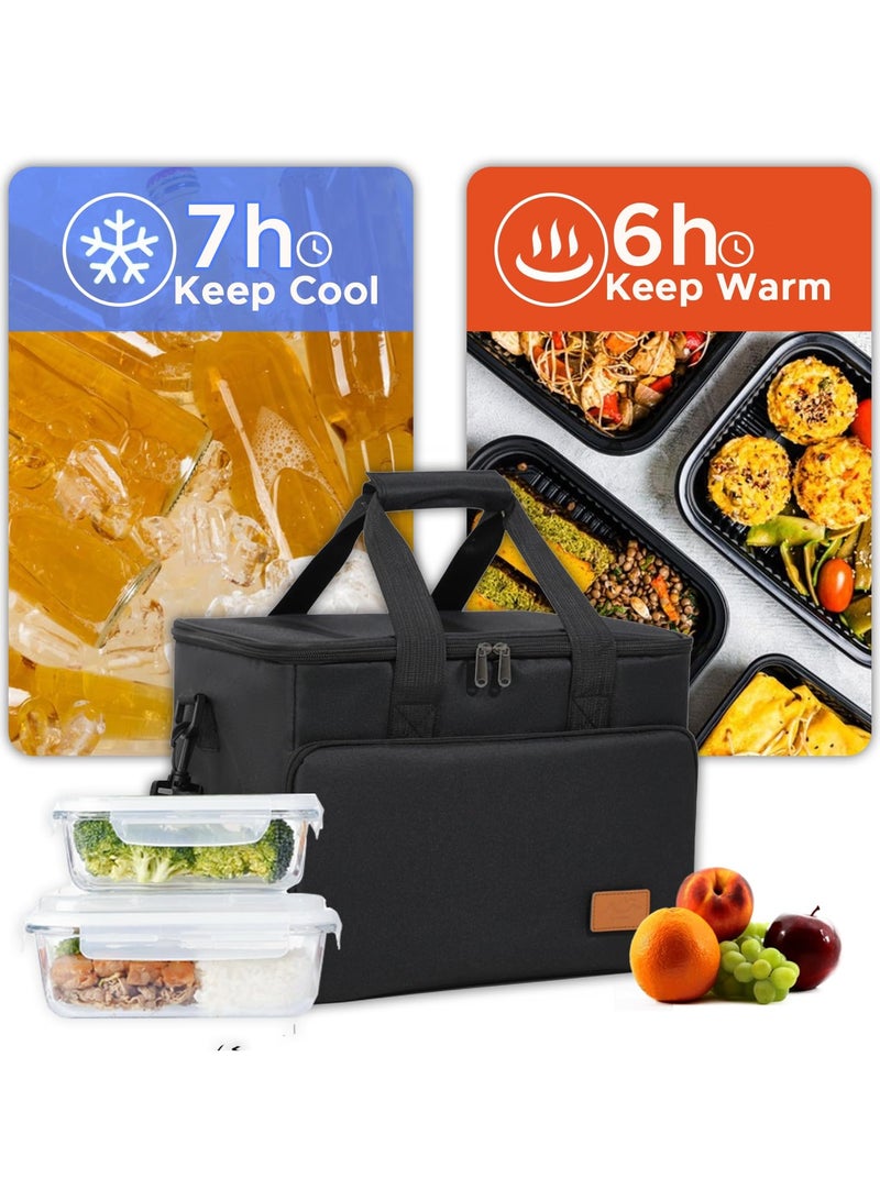 Bukela Lunch bag for Women/Men，Double leakproof insulated soft hot and cold lunch bag, Adjustable length, Suitable for office, Picnic, travel, Beach lunch bag, Small size, black (10.6l/2.8 gal) - Image 4