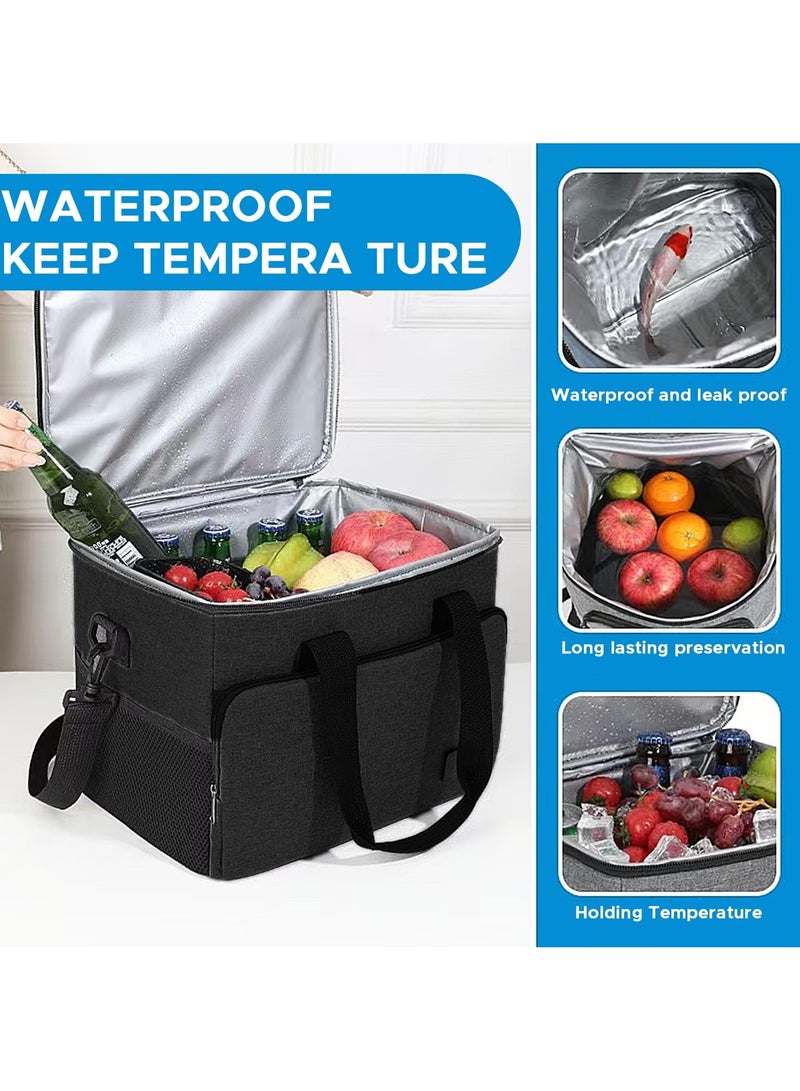 Bukela Lunch bag for Women/Men，Double leakproof insulated soft hot and cold lunch bag, Adjustable length, Suitable for office, Picnic, travel, Beach lunch bag, Small size, black (10.6l/2.8 gal) - Image 5