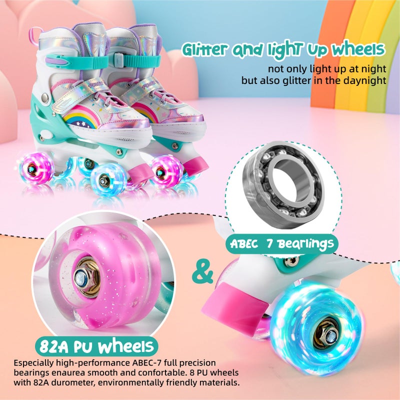 SHDSL Girls Roller Skates 4 Size Adjustable Light up Roller Skates for Girls, Purple Pink Roller Skate for Boys Toddlers, Beginner Kids Roller Skate Indoor Outdoor Sports - Image 4