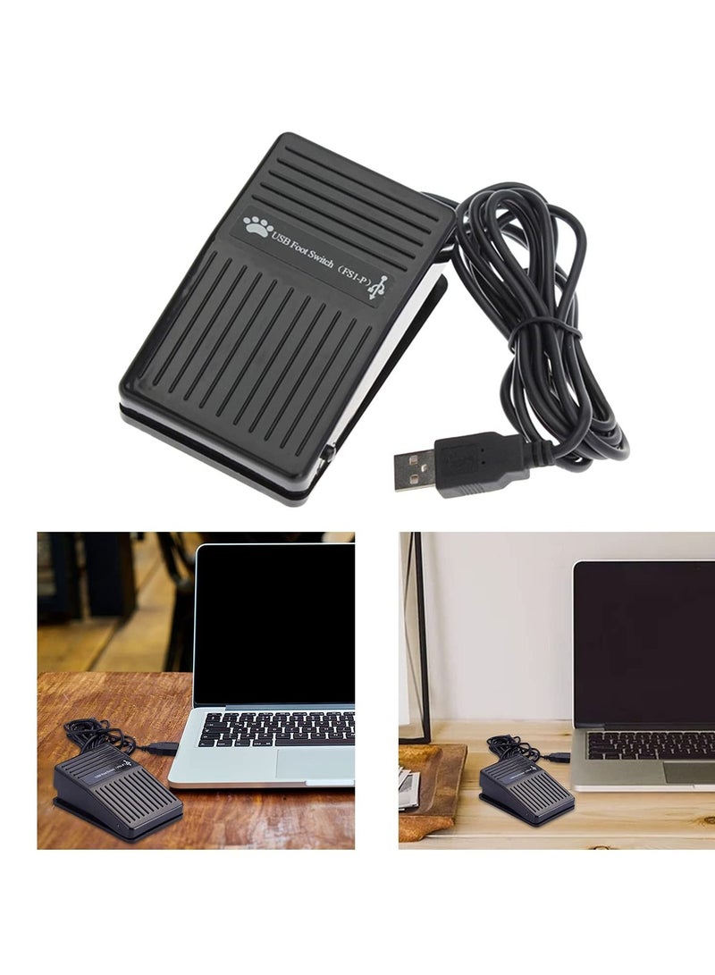 Black USB Single Foot Switch Momentary Pedal Control Keyboard Mouse Action Defined PC Laptop - Image 3