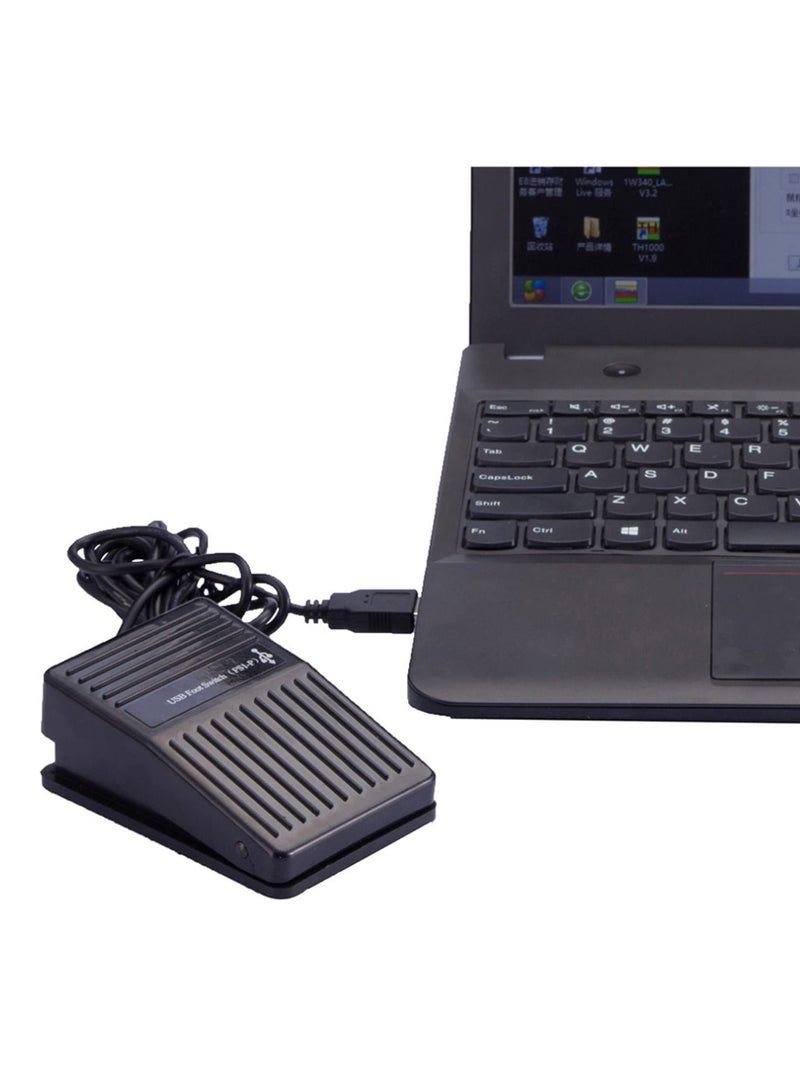 Black USB Single Foot Switch Momentary Pedal Control Keyboard Mouse Action Defined PC Laptop - Image 2