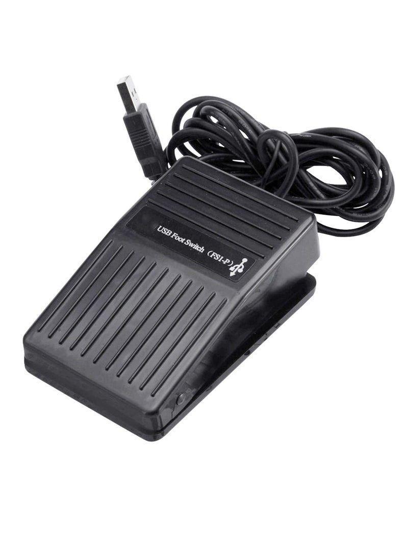 Black USB Single Foot Switch Momentary Pedal Control Keyboard Mouse Action Defined PC Laptop - Image 1