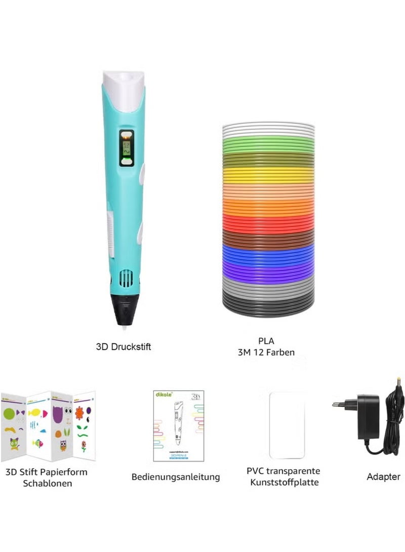 shAyzee 3D Printer Pen Set for Children Adults Gift, 3D Printer Pen with 3 Colours 1.75 mm PLA Filament, Each Colour 3 Metres - Image 2