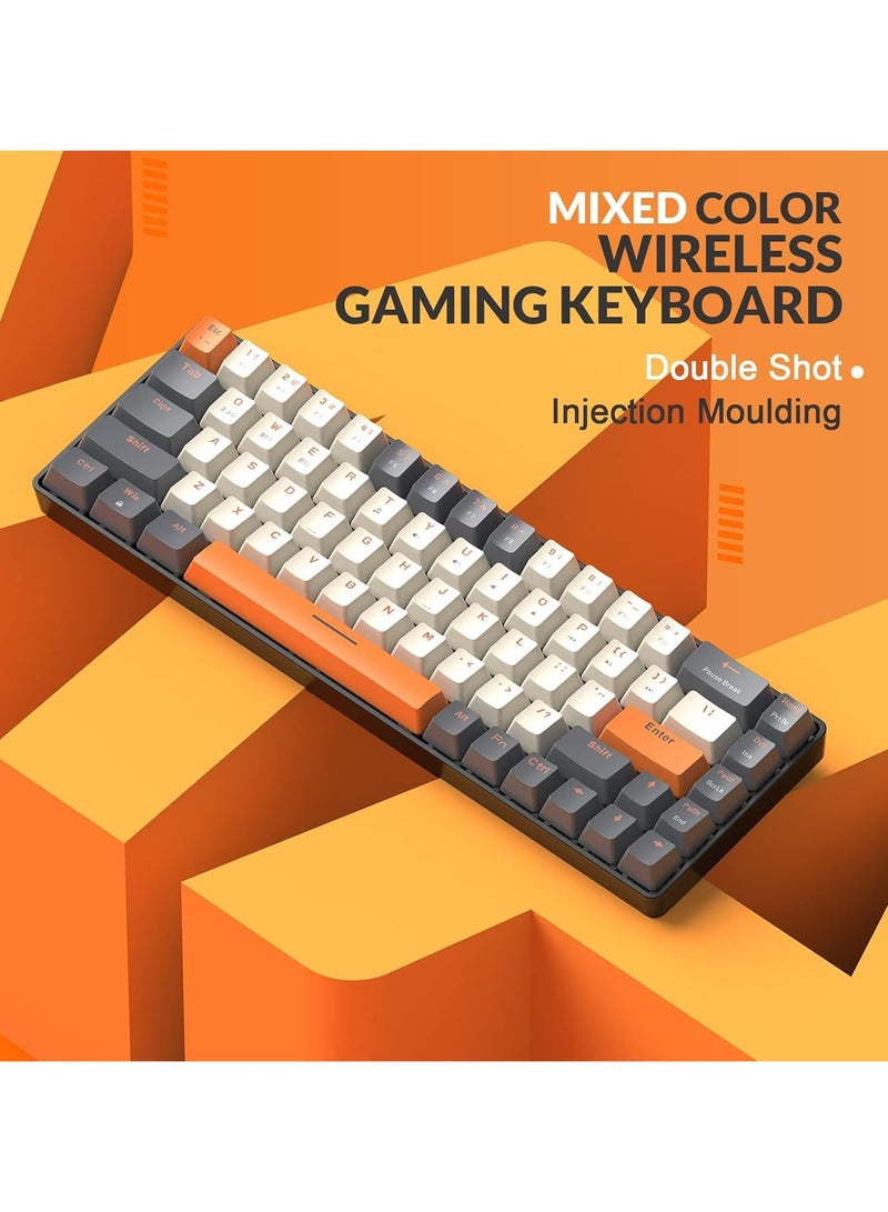 K68 Wireless Mechanical Keyboard, Bluetooth 5.0/2.4G 68-Key Hot Swappable Professional Keyboard with Keycap Puller, Red Switch for Mac Windows Shimmer - Image 5