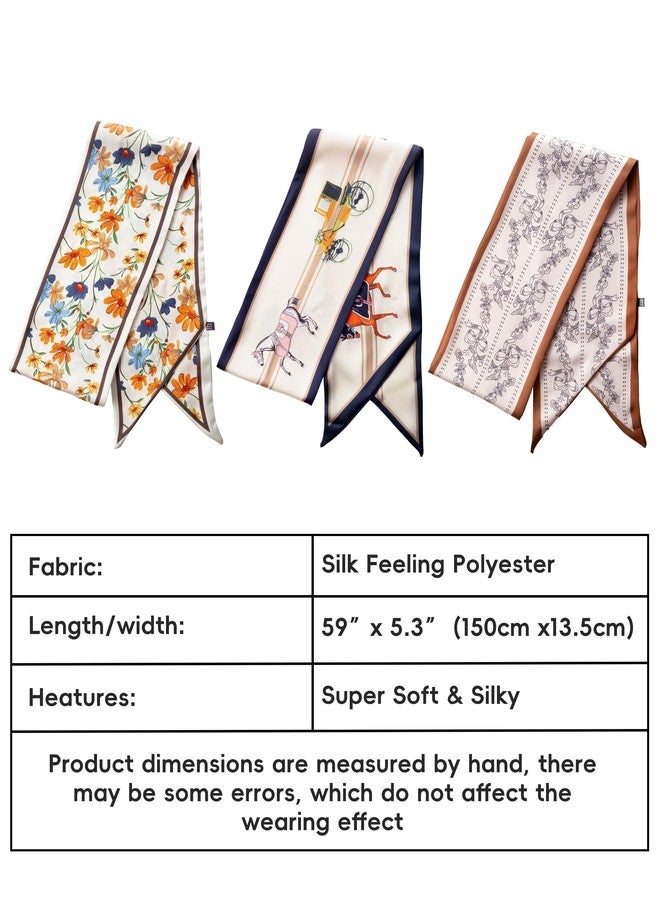 Raylarnia 59 Inches Women's Long Head Scarf - Elegant Hair & Neck Scarves - Fashion Accessory for Bags, Purses & Headwear-3 PCS - Image 2