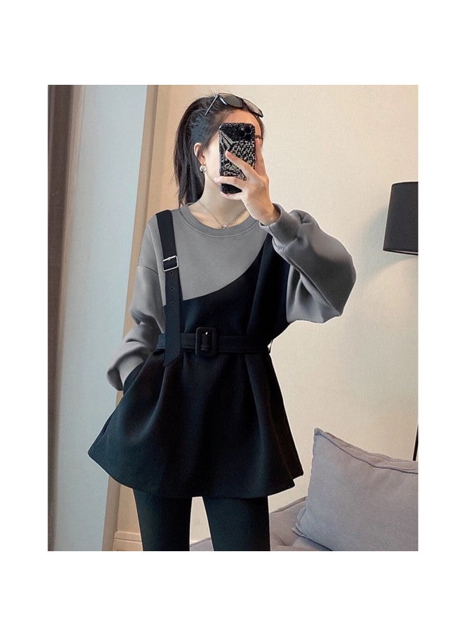 Dme Modern Colorblock Sweatshirt Autumn Crewneck Casual Long Sleeve Straight Sweatshirt For Women - Image 5