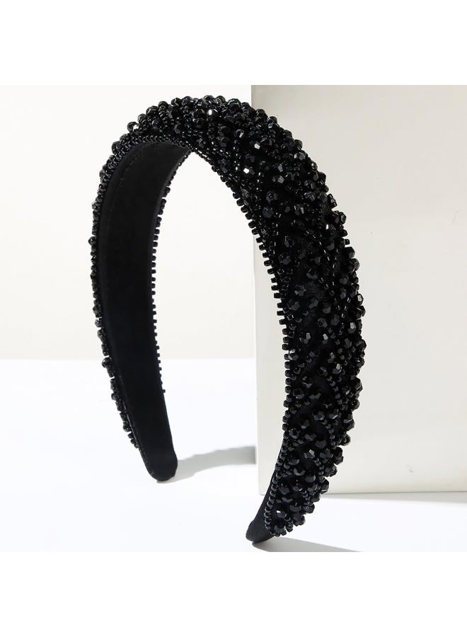 Ever Fairy Rhinestone Headband Women Girls Fashion Handmade Crystal Diamond Bling Headbands Hair Hoops Sparkle Glitter Beaded Jeweled Hairband Hair Accessories - Image 1