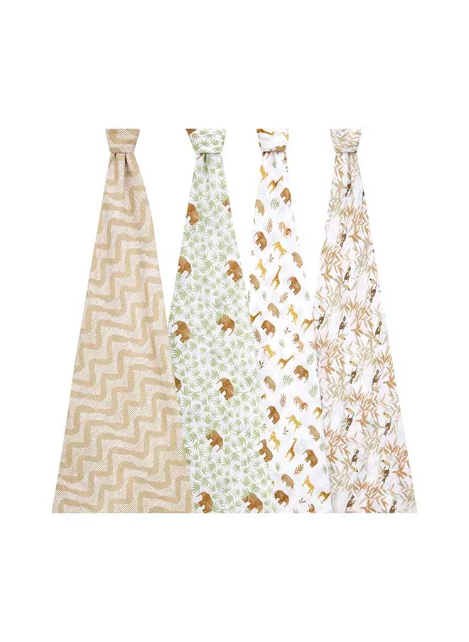aden + anais Pack of 4 Essentials Cotton Muslin Swaddle Blanket Tanzania