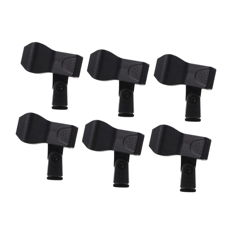 6 Pack Universal Microphone Clip Holder Easy Install Studio Mic Stand Clamp Black - Image 2