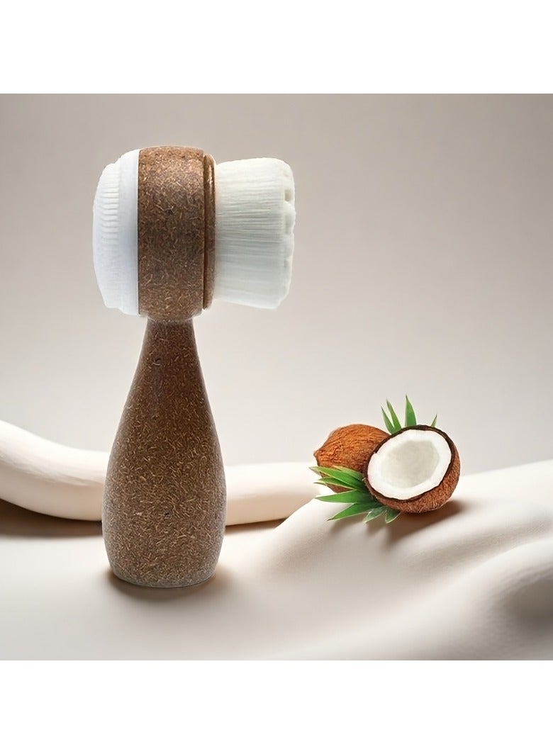 ‌Coconut Fiber Facial Brush – Double-Sided Exfoliating Cleansing Brush for Deep Cleansing & Massage, Soft Hair Design with Comfortable Grip – Perfect  Day Gift - Image 3