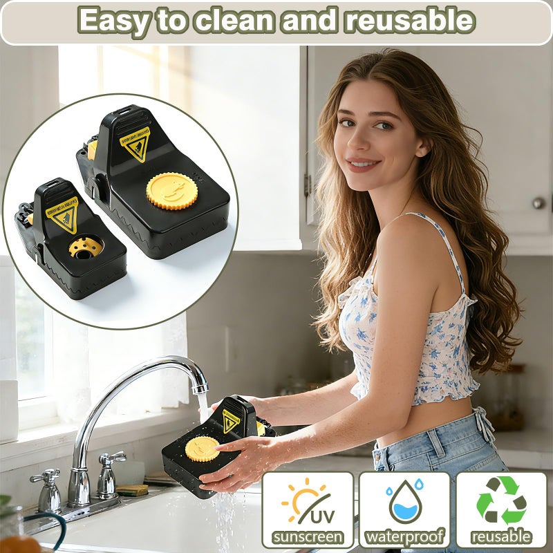 SMD35 Mouse Traps - Rat Trap Quick Effectively best Mouse Trap [New update] mousetraps used indoor & outdoor reusable mouse traps, snap traps for mice traps used basement/garage/attic etc 9set(2L+6s+1*clip) - Image 2