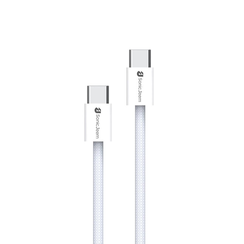 SONIC JEEM FAST CHARGING 100W TYPE-C TO TYPE-C CHARGING CABLE DATA TRANSFER 1M WHITE MADE FOR ANDROID-IPHONE-IPAD-IPOD (SJ117A) - Image 1
