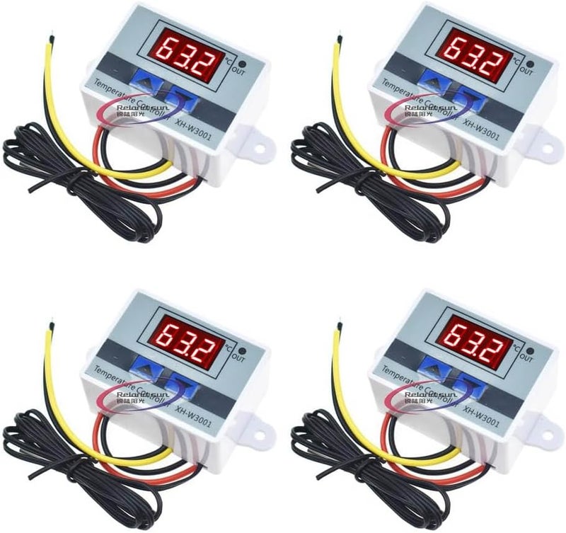 Senzooe 4 قطع XH-W3001 جهاز تحكم رقمي في درجة الحرارة عرض منظم حرارة مع مجسات ثرمستور مسبار درجة الحرارة (220 فولت) - Image 1