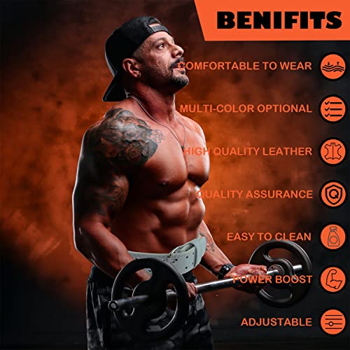 GurZinn 9 mm Leather Fitness Weight Lifting Belt for Women & Men with 4 Inches Padded Lumbar Support for Power Lifting Workout & Squats Exercise(A-White/S) - Image 2