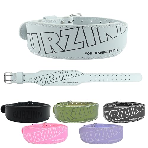 GurZinn 9 mm Leather Fitness Weight Lifting Belt for Women & Men with 4 Inches Padded Lumbar Support for Power Lifting Workout & Squats Exercise(A-White/S) - Image 1