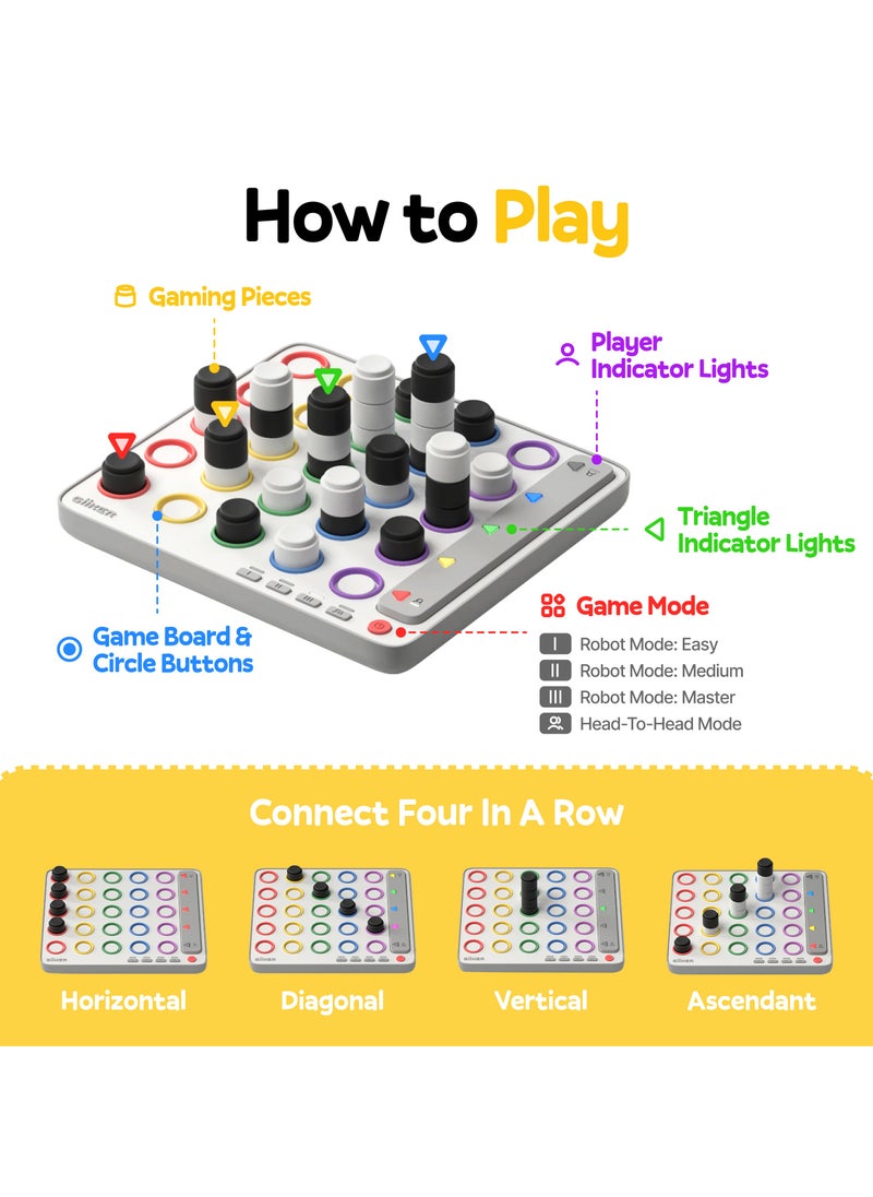 Giiker GiiKER Smart Four Puzzle Games, 3D AI-Powered 4 in a Row Game, Travel Games for Ages 4-12 and up, Strategy Board Games wih Integrated Referee for 1-2 Players, Birthday Gifts for Kids Educational Toys Family Party Game Night  - Image 3