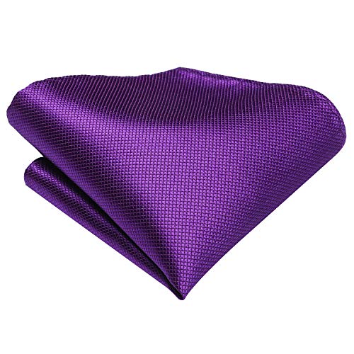 Dubulle Mens Tie Set Solid Paisley Silk Striped Necktie for Men with Cufflinks Tie and Pocket Square,Purple - Image 3