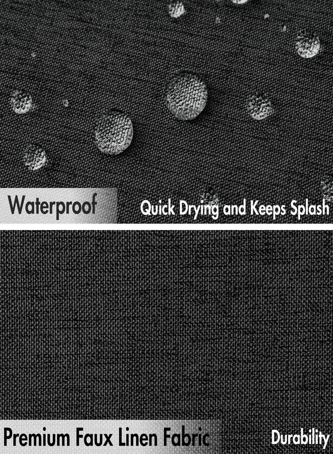 MIULEE Black Scalloped Shower Curtain Linen Textured with 12 Metal Hooks Cute Heavy Duty Washable Waterproof Thick Cloth Halloween Shower Curtains with Black Border for Bathroom Hotel Bathtub,W72*L72 - Image 4