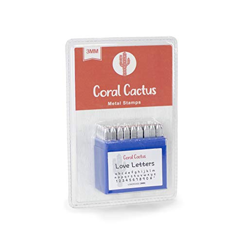 Coral Cactus Custom Font Number and Letter Stamping Tool Case (36 Lowercase Stamps/Alphabet 0-9#, 1/8 inch (3mm) Letters, Numbers, Symbols - Hard Carbon Steel Tools - Stamp/Punch Metal, Jewelry, Leather, Wood - Image 3