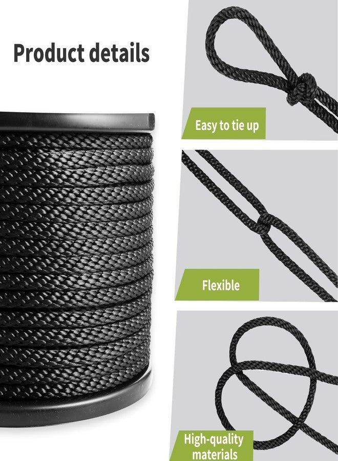 LUOPUTUO 5/16 Inch 250FT Black Polyester Solid Braid Rope | High UV & Abrasion Resistance | Industrial Grade, Low Stretch | Multipurpose for Flag Poles, Clotheslines - Image 5