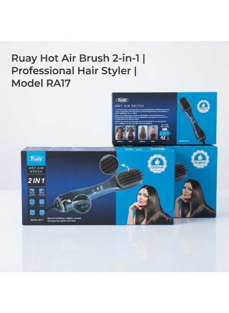 Ruay Professional Hair Styling & Drying Brush 2 in 1 1200W Black - Image 3