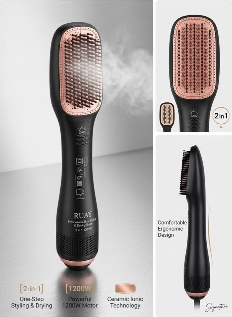 Ruay Professional Hair Styling & Drying Brush 2 in 1 1200W Black - Image 1