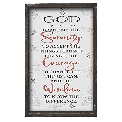 Buecasa Farmhouse God Serenity Prayer Wall Decor Sign - Religious Bible Verse Wall Art with Rustic Solid Wood Frame16x9.5 Inches Vertical - Image 1