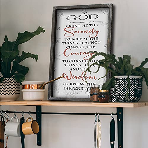 Buecasa Farmhouse God Serenity Prayer Wall Decor Sign - Religious Bible Verse Wall Art with Rustic Solid Wood Frame16x9.5 Inches Vertical - Image 4