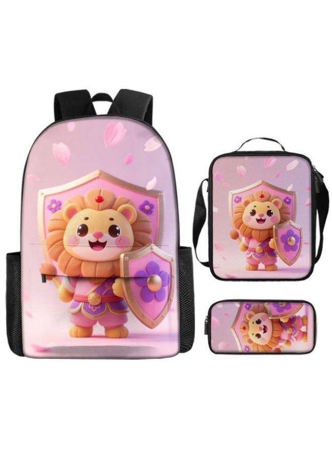 Bright Li Fire Unlock the new fashion of childish fun! Three-piece set of bags, cartoon elements for children and teenagers (students, children, friends' outings, mountain climbing, schooling, etc. can be used) - 46 - Image 2