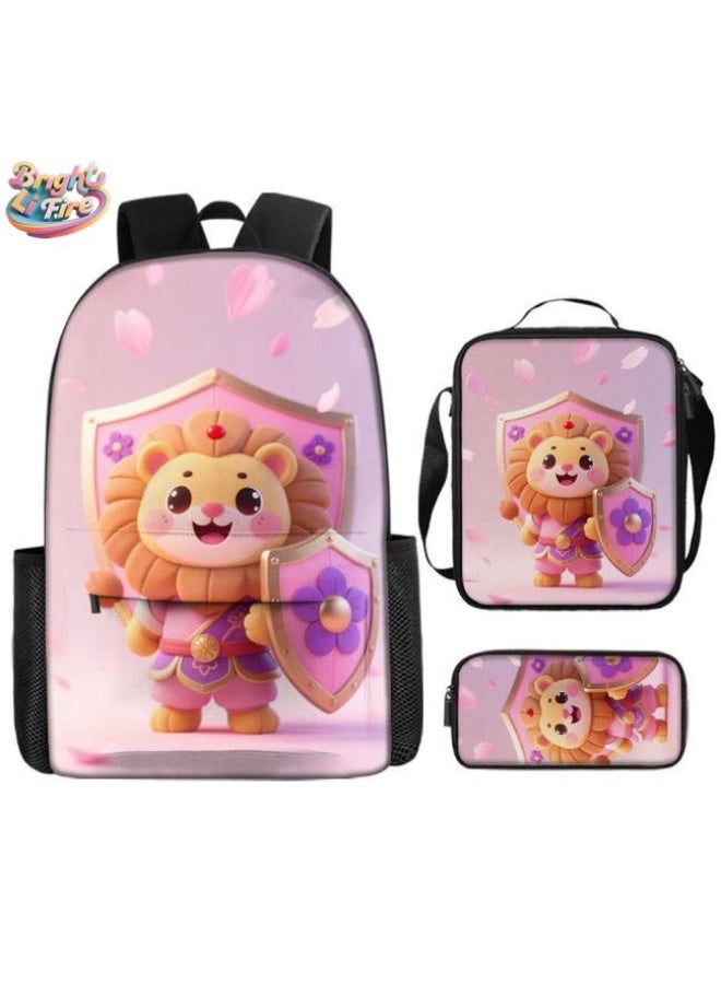 Bright Li Fire Unlock the new fashion of childish fun! Three-piece set of bags, cartoon elements for children and teenagers (students, children, friends' outings, mountain climbing, schooling, etc. can be used) - 46 - Image 1