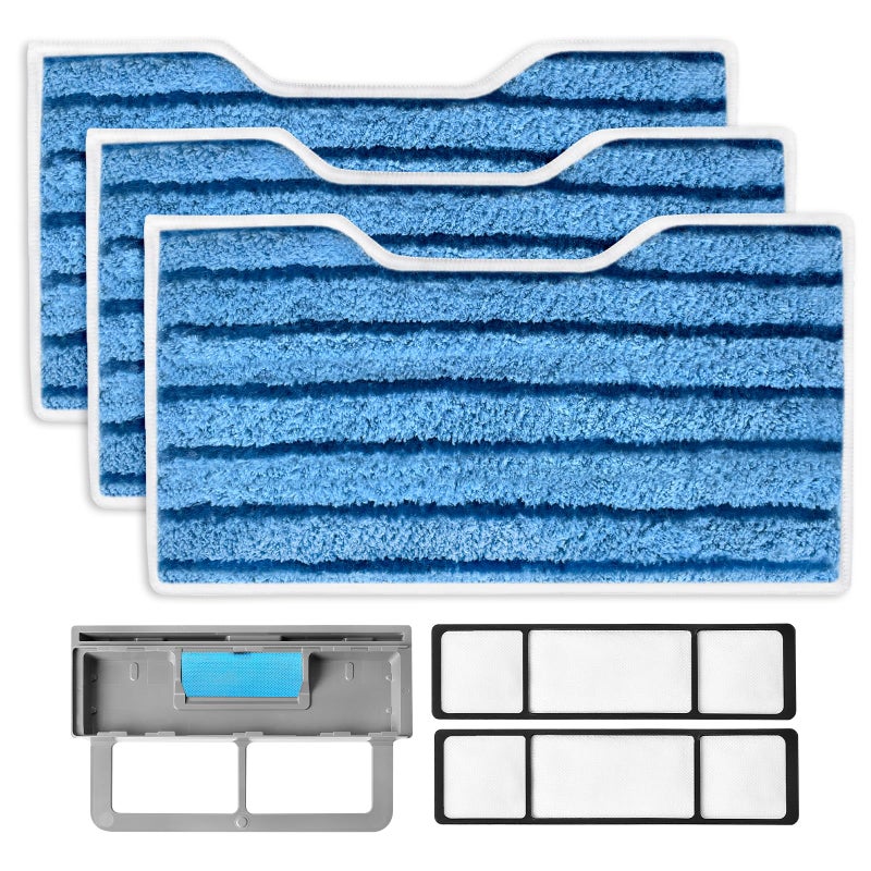 KEEPOW Reusable Mop Pads Refills, Replacement Pads Compatible with Shark Vac Mop VM252 VM200 VC205 VM250 /QM250 VM190 VM200P12, Hardwood Floor Mop Pad, Blue 1+2+3 Pads - Image 1