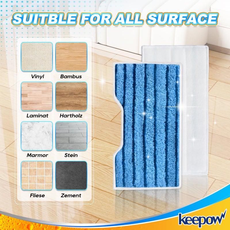 KEEPOW Reusable Mop Pads Refills, Replacement Pads Compatible with Shark Vac Mop VM252 VM200 VC205 VM250 /QM250 VM190 VM200P12, Hardwood Floor Mop Pad, Blue 1+2+3 Pads - Image 4