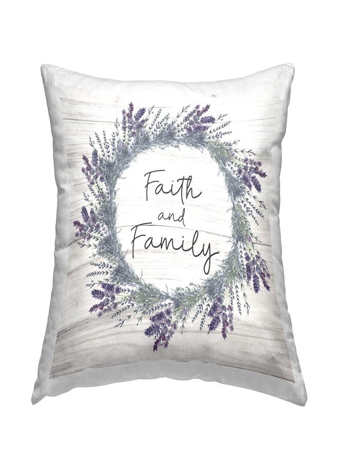 Stupell Industries Faith & Family Country Lavender Wreath Design by ND Art Throw Pillow - Image 1