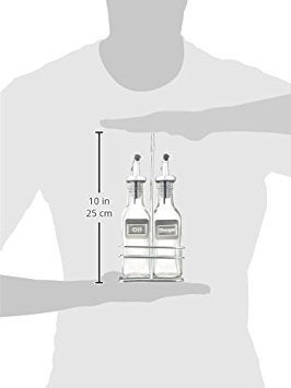 CUISINOX Cruet Oil and Vinegar Bottles Set with Dripless Spouts and Wire Caddy, English Labels - 6 oz. each - Image 4