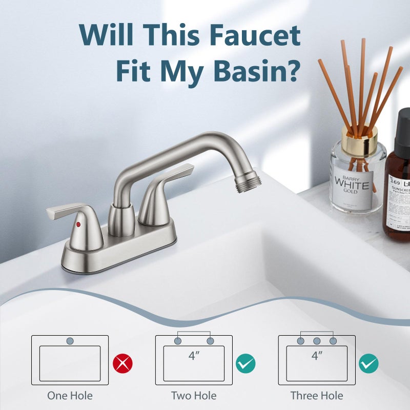 Aolemi Laundry Sink Faucet 4 Inch Centerset, Utility Sink Faucets with Swivel Spout and 3/4" NPT Threaded End, 2-Handle Faucet for Laundry or Utility Room, Brushed Nickel - Image 3