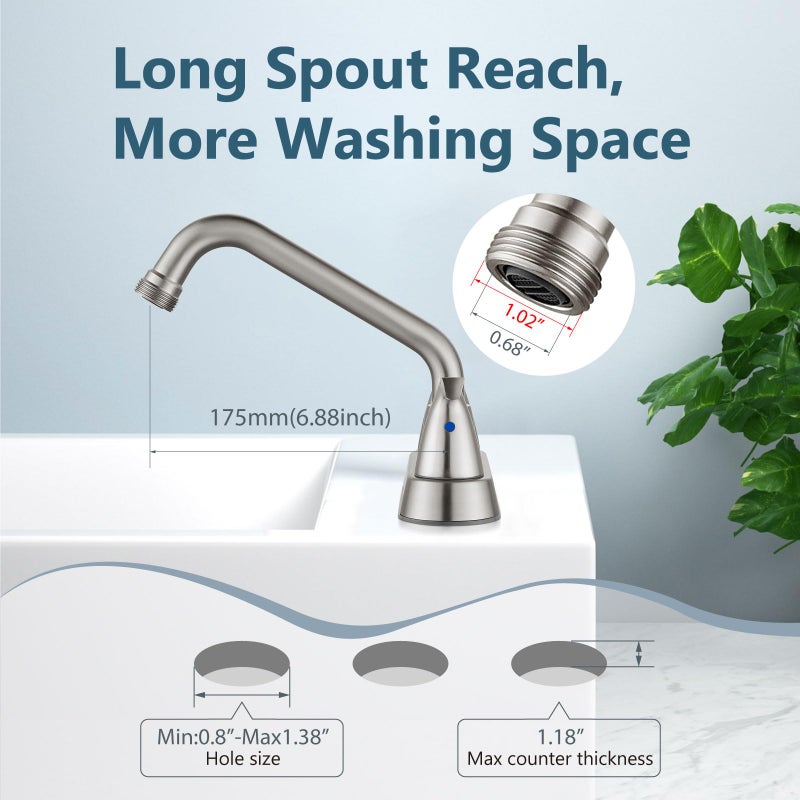 Aolemi Laundry Sink Faucet 4 Inch Centerset, Utility Sink Faucets with Swivel Spout and 3/4" NPT Threaded End, 2-Handle Faucet for Laundry or Utility Room, Brushed Nickel - Image 4