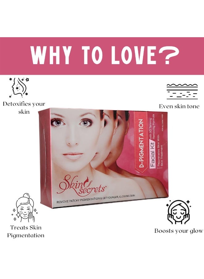 Skin Secrets D-Pigmentation Facial Kit| Clears Blemishes, Minimizes Pigmentation, Refines Skin Tone| 310gm (Pack of 6) - Image 3