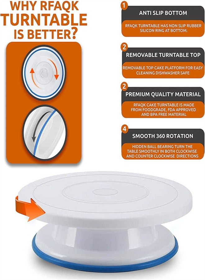 Choxilo Cake Making Turntable Rotating Decorating Platform Stand White 28x28x8cm - Image 2